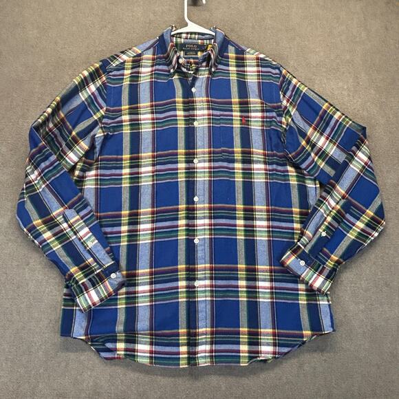 Polo Ralph Lauren Performance Flannel Shirt Men's Large Long Sleeve Button Down - Picture 2 of 10